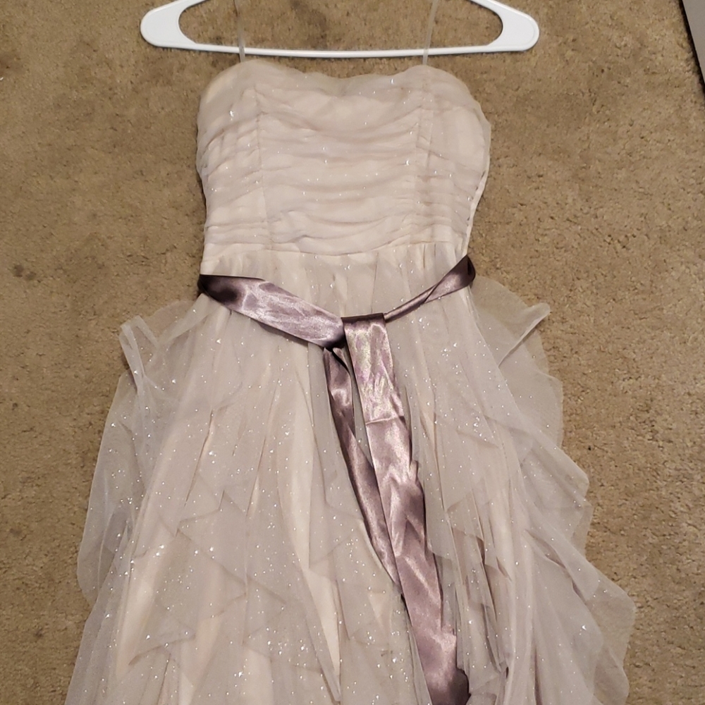 Sweetheart Lace Glitter Mesh High-low ruffle dress